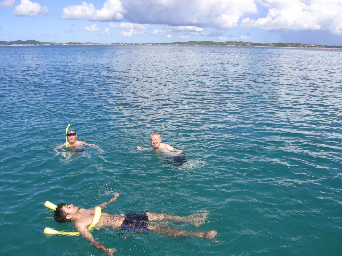 Volodymyr Donchak and Witold Brostow (in water)